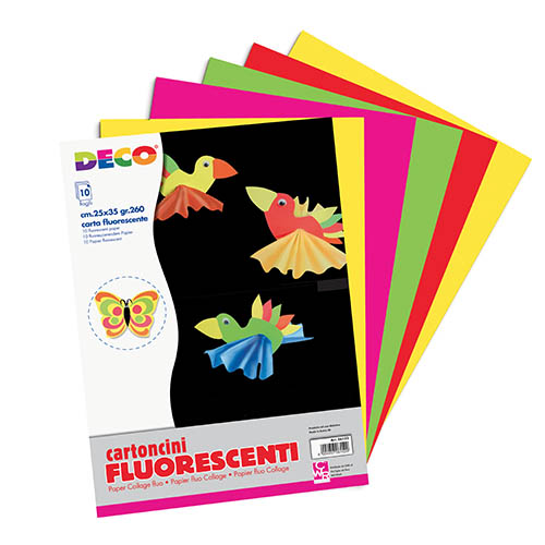 CARTONCINI FLUO CM.25X35 - SET 10 PZ. (min.ord.10 o multipli)