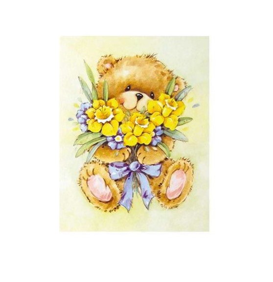 BUSTA DA 1 FG CARTA DECOUPAGE 3D - ORSO + FIORI - CONF.3 BS.
