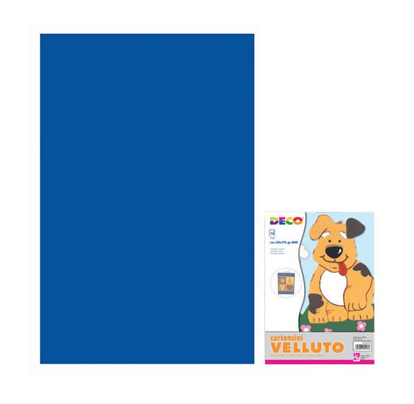 CARTONCINO VELLUTATI CM.50X70 GR.400 - BLU - CONF.10 FG.
