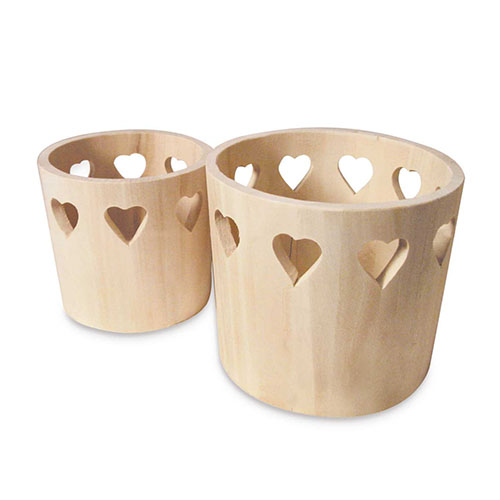 VASI IN LEGNO CON CUORI - SET 2 PZ. (min.ord.2pz.) (min.ord.2 o multipli)