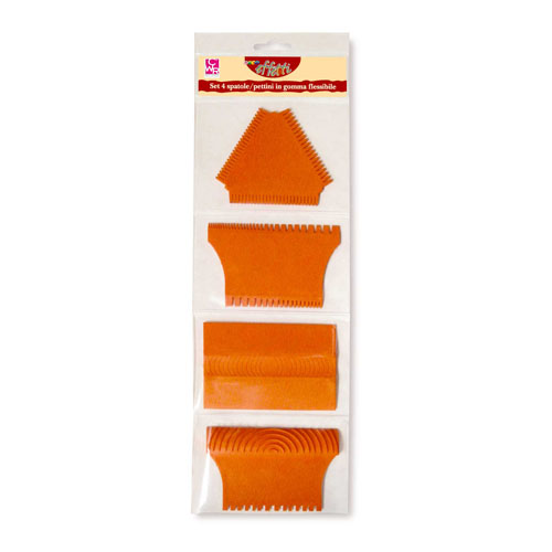 SPATOLE/PETTINI IN GOMMA FLEX - SET 4 PZ. - FORME ASS.
