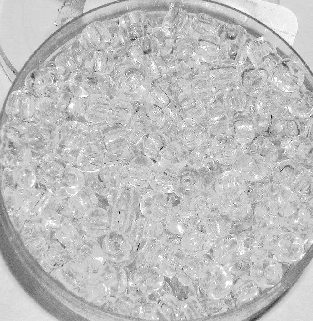 PERLE VETRO 6/0 - SCATOLINA GR.30 - TRASPARENTI (min.ord.6 o multipli)