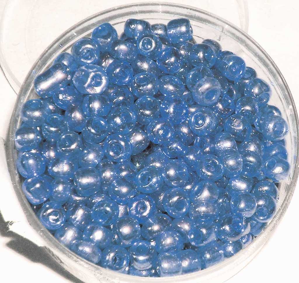 PERLE VETRO 6/0 - SCATOLINA GR.30 - BLU TRASPARENTE (min.ord.6 o multipli)