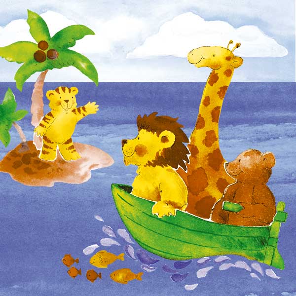 TOVAGLIOLI CM.33X33 - CONF.20 PZ. - ANIMALI SU BARCA