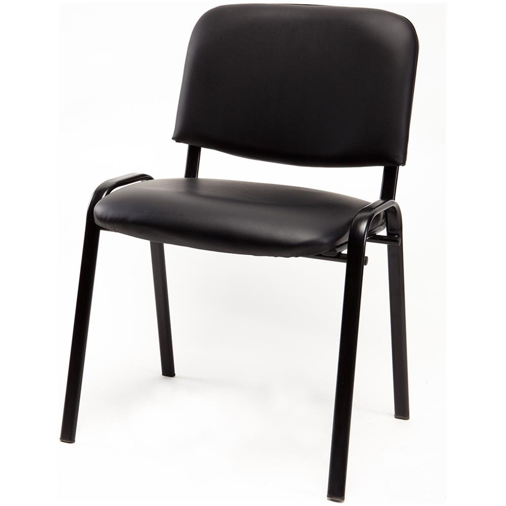 Sedia Fissa Visitatori 4 gambe Similpelle NERO