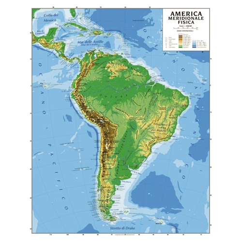 CARTA GEOGRAFICA CM.100X140 - AMERICA MERIDIONALE