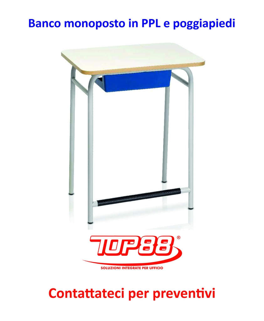 BANCO Monoposto in PPL e CON Poggiapiedi dim.70x50xh.65/70/74/76 - colore Magnolia