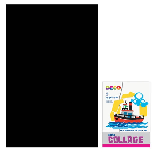 CARTA RASATA CM.50X70 - CONF. 12 FG. - NERO