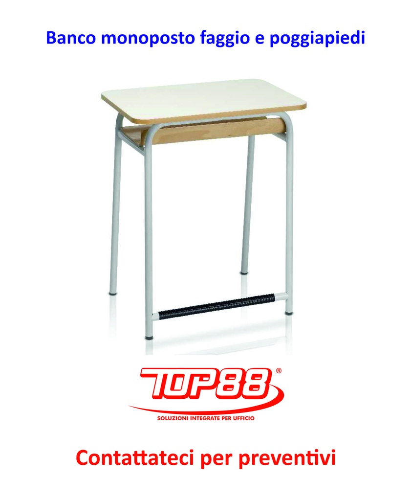 BANCO Monoposto CON Sottopiano in faggio CON Poggiapiedi dim.70x50xh.65/70/74/76 - colore Magnolia