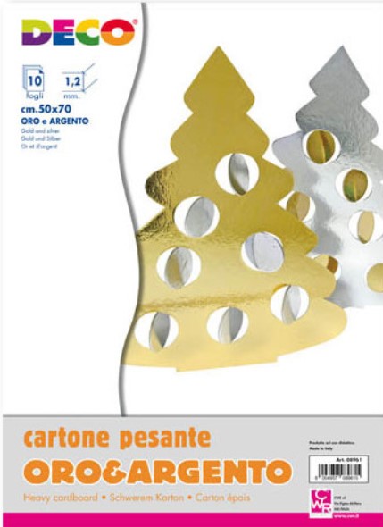 CARTONE PESANTE ORO/ARGENTO SPESS. 1,2 - CM.50X70 - CONF.10 FG.