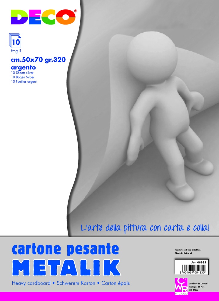 CARTONE METALLIK ARGENTO GR.320 - CONF.10 FG. CM.50X70