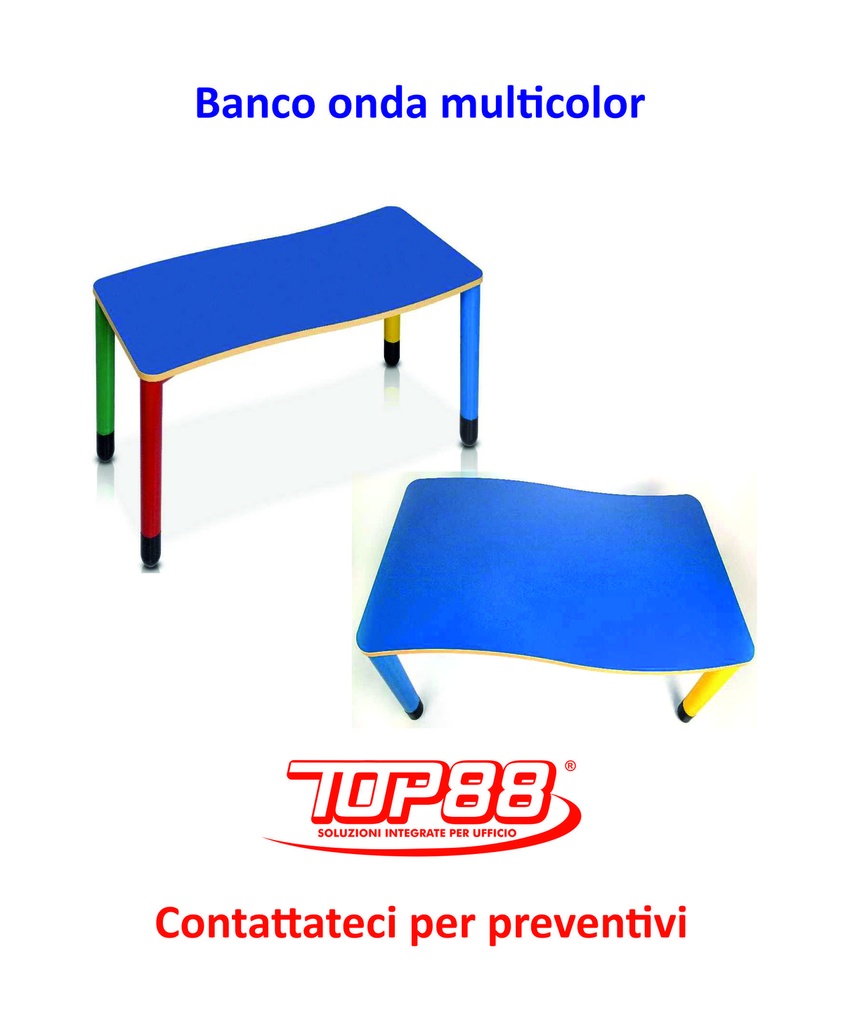 BANCO ONDA MULTICOLOR INFANZIA dim. 130x65X52h. - vari colori