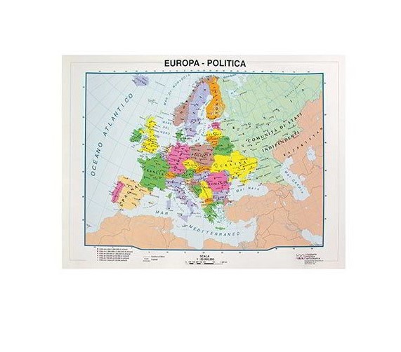 CARTA GEOGRAFICA DA BANCO CM.21x29,7 - EUROPA  POLITICA/FISICA - CONF.10 PZ.