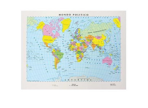 CARTA GEOGRAFICA DA BANCO CM.21x29,7 - MONDO POLITICA/FISICA - CONF.10 PZ.