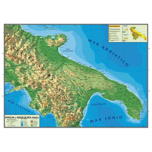CARTA GEOGRAFICA CM.100X140 - PUGLIA E BASILICATA
