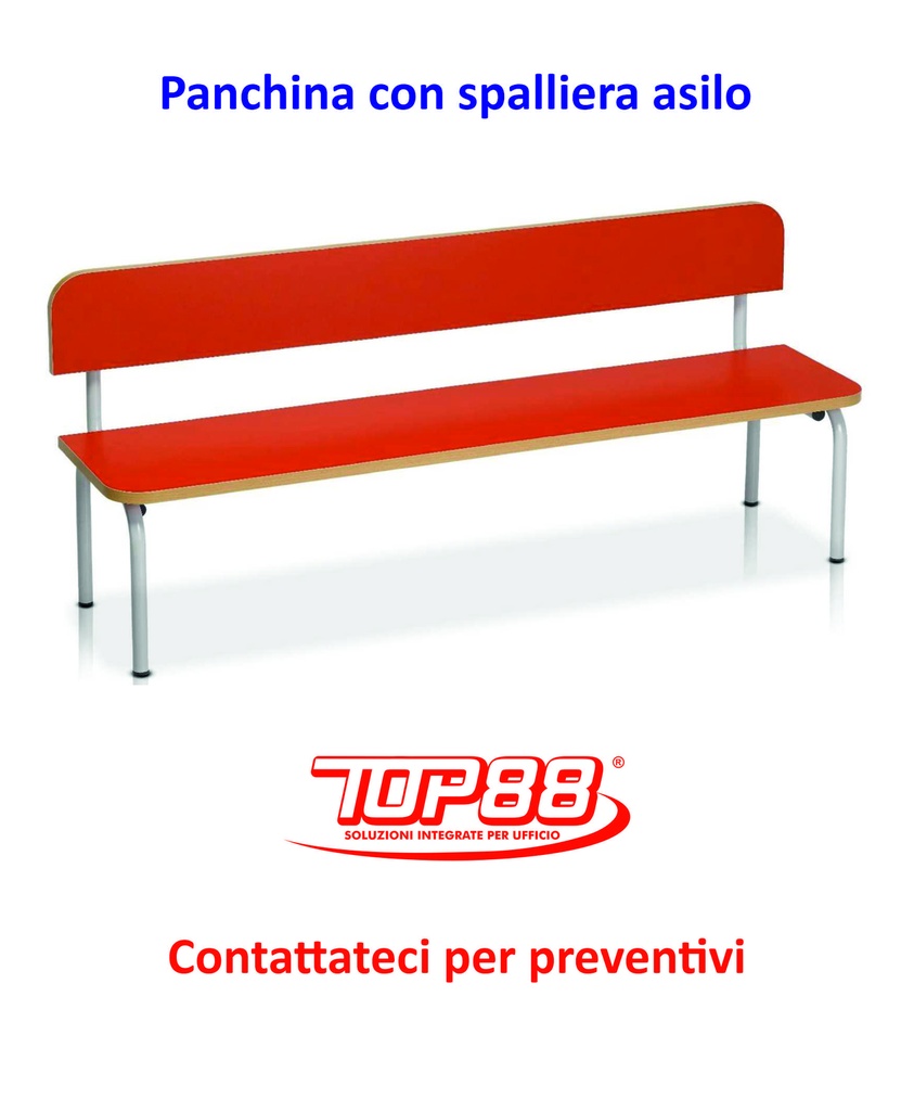 PANCHINA con SPALLIERA INFANZIA dim.130x30x52h. - vari colori
