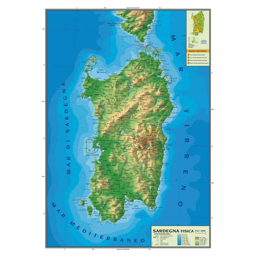 CARTA GEOGRAFICA CM.100X140 - SARDEGNA