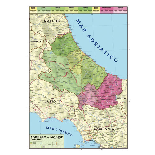 CARTA GEOGRAFICA CM.100X140 - ABRUZZO E MOLISE