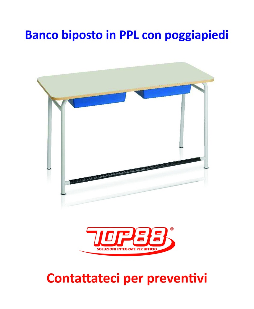 BANCO BIPOSTO in PPL con POGGIAPIEDI dim.120x50x h.65/70/74/76 - col. Magnolia