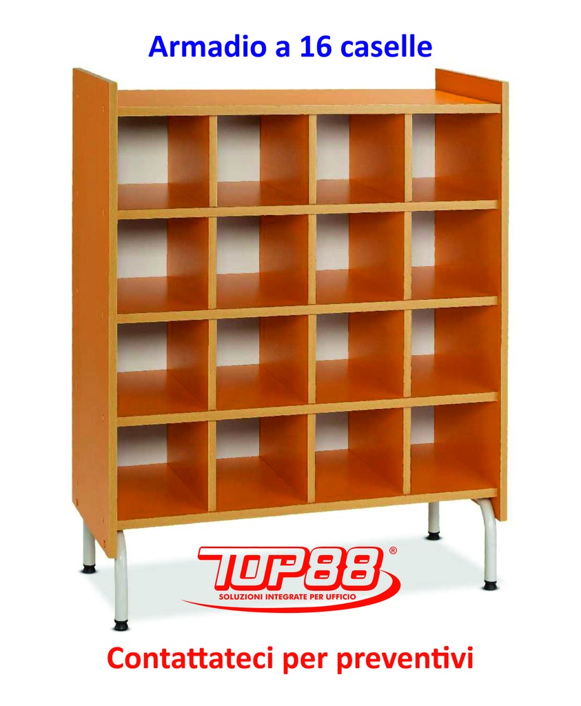 ARMADIO A 16 CASELLE INFANZIA mis. 94x40x105h. - vari colori