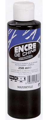 INCHIOSTRO NERO CHINA - FLACONE 250 ML. (min.ord.10 o multipli)