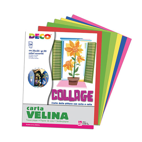 VELINA CM.25X35 - BUSTA 24 FG. - COL. ASS. (min.ord.5 o multipli)
