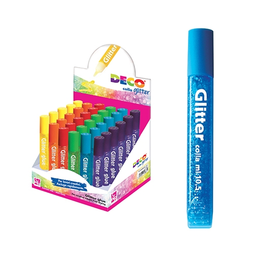 COLLA GLITTER ML.10,5 - DISPLAY 30 PZ. - COLORI PASTELLO ASS.