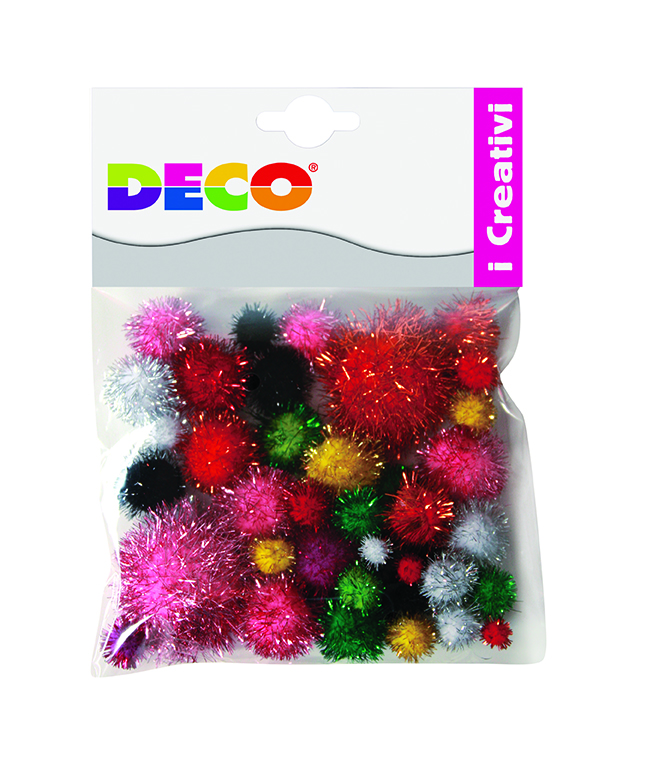 POMPONS LAME' - BUSTA 40 PZ. - MISURE E COLORI ASS. (min.ord.4 o multipli)