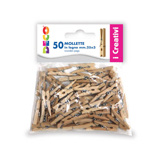 MOLLETTE IN LEGNO MM.25X3 - BUSTA 50 PZ. - COL. NATURALE