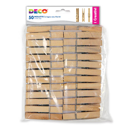 MOLLETTE IN LEGNO MM.72X10 - BUSTA 50 PZ. - COL. NATURALE