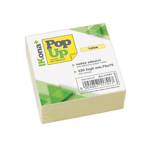 POP-UP NOTES - CUBO FG.320 GIALLI - MM.75X75 (min.ord.6 o multipli)