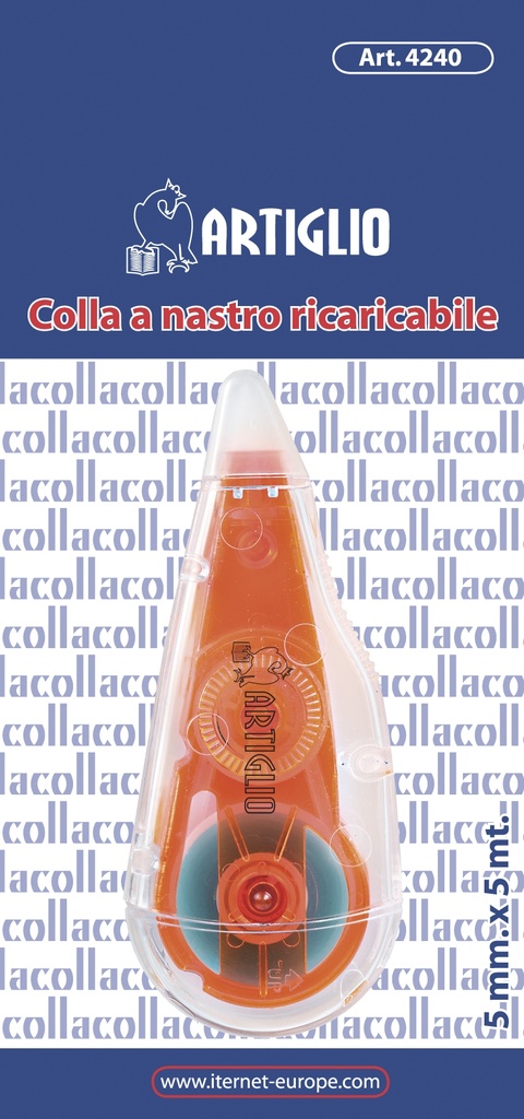Colla a Nastro ARTIGLIO MONOUSO Permanente mm.5 x 5 mt. BLISTER