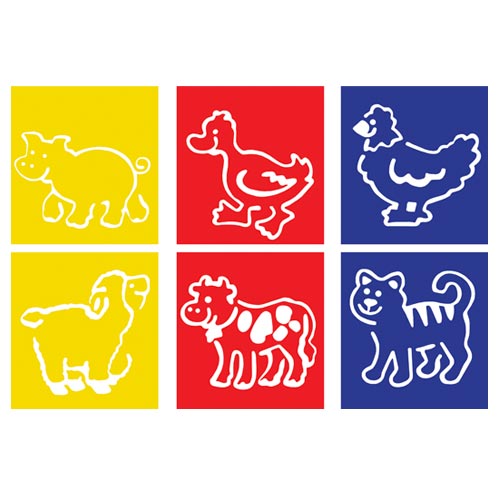 STENCIL CM.14X15 - SET 6 PZ. - ANIMALI FATTORIA (min.ord.3 o multipli)