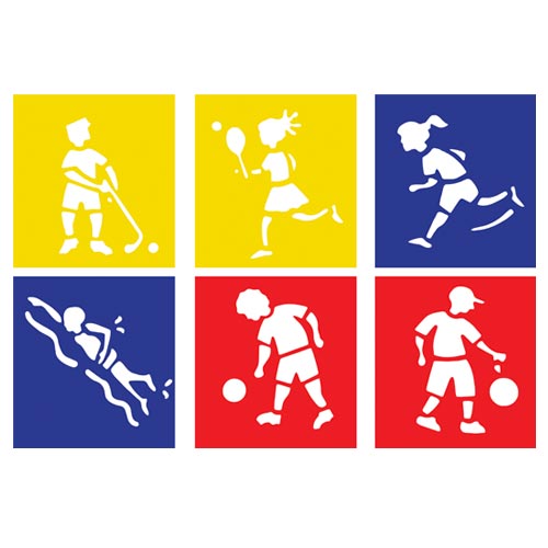 STENCIL CM.14X15 - SET 6 PZ. - SPORT (min.ord.3 o multipli)