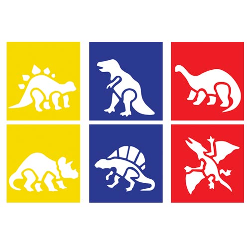 STENCIL CM.14X15 - SET 6 PZ. - DINOSAURI (min.ord.3 o multipli)