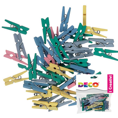 MOLLETTE IN LEGNO MM.25 - 45 PZ. - COLORI PASTELLO (min.ord.6 o multipli)