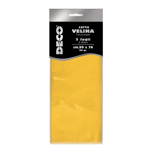 CARTA VELINA 20 GR. BUSTA 5 FG. CM.50X76 GIALLO