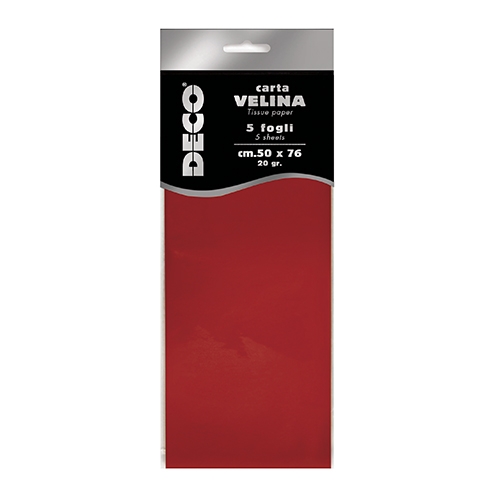 CARTA VELINA 20 GR. BUSTA 5 FG. CM.50X76 ROSSO