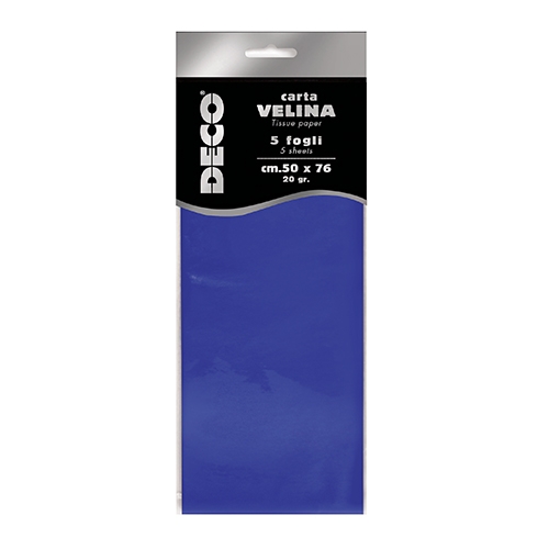 CARTA VELINA 20 GR. BUSTA 5 FG. CM.50X76 BLU