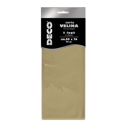 CARTA VELINA 20 GR. BUSTA 5 FG. CM.50X76 ORO CHIARO PERLESCENTE