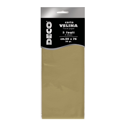 CARTA VELINA 20 GR. BUSTA 5 FG. CM.50X76 ORO SCURO PERLESCENTE