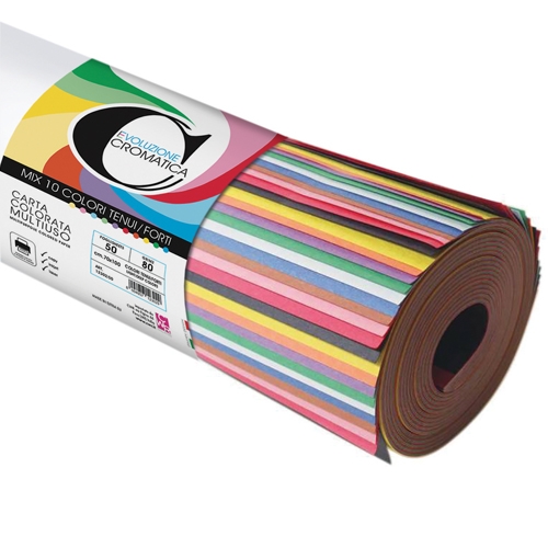 CROMATICA 80 CARTA COLORI TENUI/FORTI ASSORTITI - GR. 80 - CM. 70X100 - FG. 50