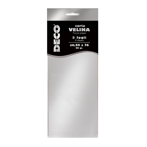CARTA VELINA METAL 20 GR. BUSTA 5 FG. CM.50X76 - ARGENTO