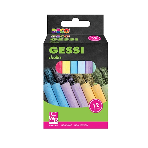GESSI TONDI - SCATOLA 12 PEZZI COL. ASS. (min.ord.10 o multipli)