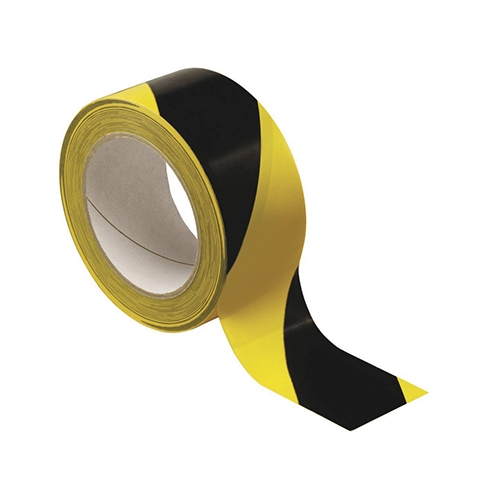 NASTRO ADESIVO SEGNALETICO MM. 50X33MT. - GIALLO/NERO (min.ord.6 o multipli)
