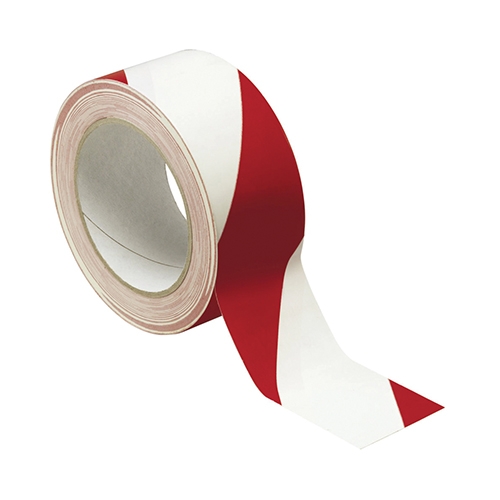 NASTRO ADESIVO SEGNALETICO MM. 50X33MT. - BIANCO/ROSSO (min.ord.6 o multipli)