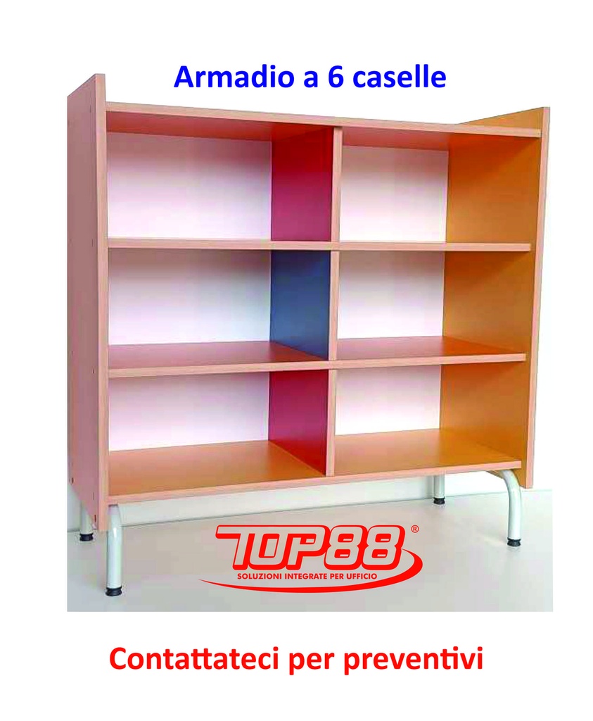 ARMADIO A 6 CASELLE INFANZIA mis. 94x40x105h. vari colori