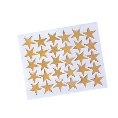 ADESIVI - SET 6 FOGLI 120X75 MM (288 PZ) - STELLE ORO MM. 13 DIA. (min.ord.12 o multipli)