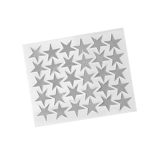 ADESIVI - SET 6 FOGLI 120X75 MM (108 PZ) - STELLE ARGENTO MM. 25 DIA. (min.ord.12 o multipli)
