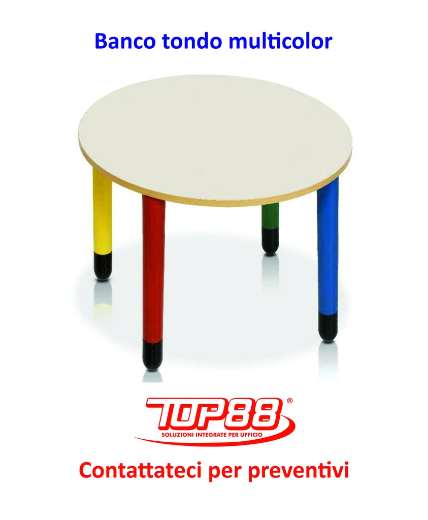 BANCO TONDO MULTICOLOR INFANZIA diametro 80 cm 52h. - vari colori